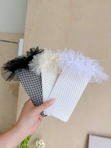 1/2/3 双女童镂空蕾丝边网眼长筒袜，柔软透气时尚过膝袜，春夏 - 彩色 - 查看 7