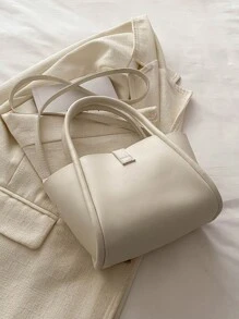 Bolso de mano con bandolera versátil de mujer en unicolor de PU de moda, con monedero pequeño