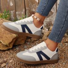 Pantofi casual pentru femei mărime mare, 2025 noi adidași retro cu patchwork, pantofi de antrenament în aer liber versatili la modă pentru femei - Gri - Vizualizare 3