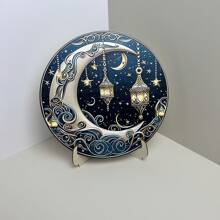 1 Pezzo Set Decorazione Tavola con Stelle e Luna per Casa, Tavolo da Pranzo, Portico, con Decorazione in Legno e Supporto