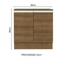 Gabinete Bajo Cocina Madesa Glamy Con 2 Puertas 80cm Rústica - Marrón - Ver 2
