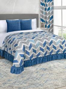 Home Elephant Quilt With Pillows, King Size - Blue - View 1