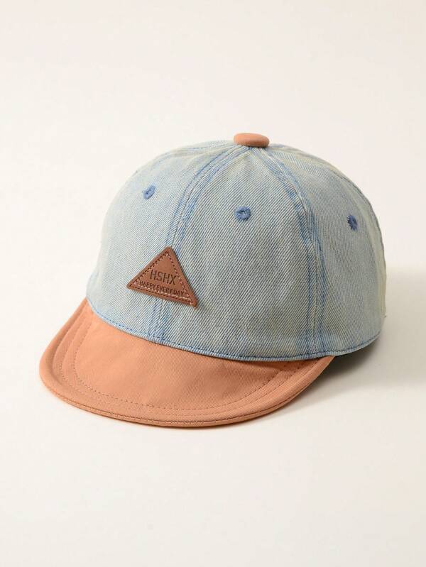 1pc Unisex Denim Colorblock Casual Adjustable Visor Baby Baseball Cap Suitable For Spring Summer Autumn Daily Wear