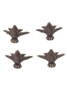 4 件装角支架家具古董复古青铜角包裹虎脚珠宝盒木盒装饰保护脚腿