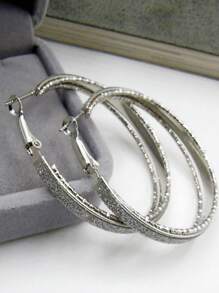 1 Pair Metallic Texture 3-Layer Matte Finish Earrings, Suitable For Everyday Wear - Silver - View 2