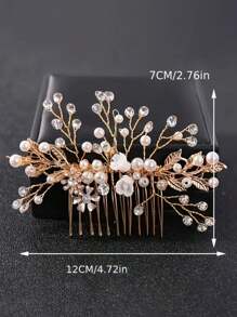 Elegant Gold Foil Bridal Hair Comb - Zinc Alloy, Perfect For Weddings And Special Occasions - Multicolor - View 4