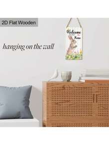 1 件趣味农场木制标志兔子欢迎来到我们家木质标志复古乡村悬挂标志墙面艺术装饰家居农舍客厅花园前门挂牌匾，4*8 英寸 - 彩色 - 查看 5