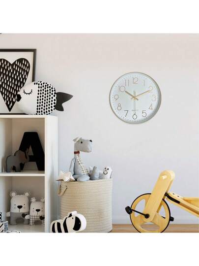 1pc 12 Inch Moderne Minimalist Goud 3D Plastic Glass Hang Silent Non Ticking Wand Clock, Living Room, Home, Kitchen, Bedroom, Office Outdoor Art, Friends (No Battery Included) Birthday Graduation Room Klok Bedroom Dormitory Back To School Surprise Home Supplies view 4