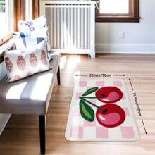 DeramHy home 2025 Neu!DeramHy Home 1 Stück niedlicher Kirsche Badematte für Badezimmer kariert, rutschfest extra weich und flauschig, saugfähig Mikrofaser, lustiges Dusch Dekor (Rosa) Zuhause Badezimmer Deko Badteppich Bodenbelag Outdoor Teppich Türmatte Sommer Badezimmer Accessoires Schulanfang