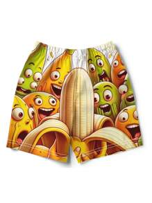 Shorts de playa para hombres con estampado 3D de plátano, hawaianos