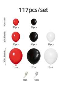 117 stuks Ballonnenset, Rood, Zwart en Witte Ballonnen, Voor Verjaardagsfeestjes, Jubileum, Bruiloftsdecoratie, Babyshower, Feestdecoratie, Afstudeerfeest, Familiebijeenkomst, Baldansdecoratie