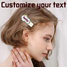 2pcs Personalized Acrylic Hair Clips, Custom Name/Text Hair Clips, Simple DIY Fashion Accessory, Unique Creative Gift, Vibrant Colors, Suitable For Hairstyle, Travel & Photos. Great For Bestie, Friend, Schoolmate, Granddaughter, Desk Mate. Customize Your Own Hair Clips. Gifts Birthday Graduation