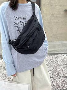 帆布胸包女士复古休闲单肩包，大容量斜挎邮差包，百搭日常穿着