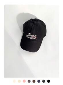 1 件软顶刺绣字母拼色棒球帽，可爱蝴蝶结设计，百搭休闲刺绣遮阳帽，适合女士 - 彩色 - 查看 4