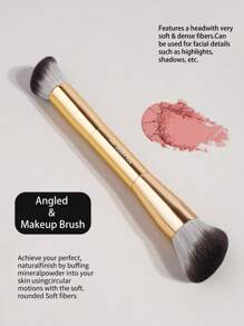 MAANGE 4pcs High-Ended Makeup Brushes Set 2pcs Dual-Ended Powder Blush Makeup Brush Soft Dense Fiber Comfortable Handle 2pcs Angle Top Foundation Makeup Brush For Liquid Cream Cosmetics Blending Contouring Brushes Basic Beauty Tool Kit Easy To Carry For Travel, Gift