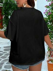 Charles Oliveira 'Do Bronx' UFC Fighter Merch Oversize Oversize Women T-Shirt Featuring Back Tattoo Design - 黑色 - 查看 3