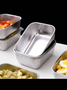 带翻盖的不锈钢食品储存容器，厨房食品保鲜盒，防漏且可堆叠，适用于户外露营、家庭聚会、办公室和学校