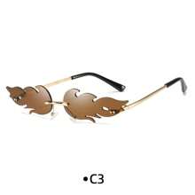 1 件女士火焰设计时尚羽毛金属框架时尚眼镜，适合派对、节日、休闲礼物，适合夏季海滩度假、户外、旅行的时尚眼镜