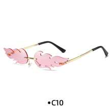 1 件女士火焰设计时尚羽毛金属框架时尚眼镜，适合派对、节日、休闲礼物，适合夏季海滩度假、户外、旅行的时尚眼镜