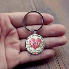 Inspirational Family Keychain Set - Iron Alloy, Simple Style Circular Pendants With Heartfelt Quotes - Perfect Gift For Sisters, Sons, Daughters, Relatives For Birthdays, Christmas, Thanksgiving