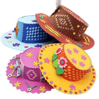 1pc DIY Hand-Knitting Hat Craft Material Kit, Half-Finished EVA Handmade Toy, Random Color Rope Craft