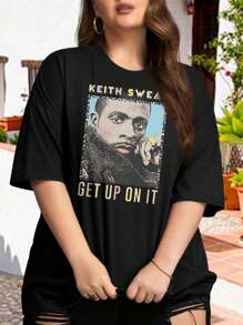 Keith Sweat Retro Fan Art Design Oversize Women T-Shirt Acid Washed Jeans Black Pride Bobby Brown Hard Or Smooth New Edition - Black - View 1