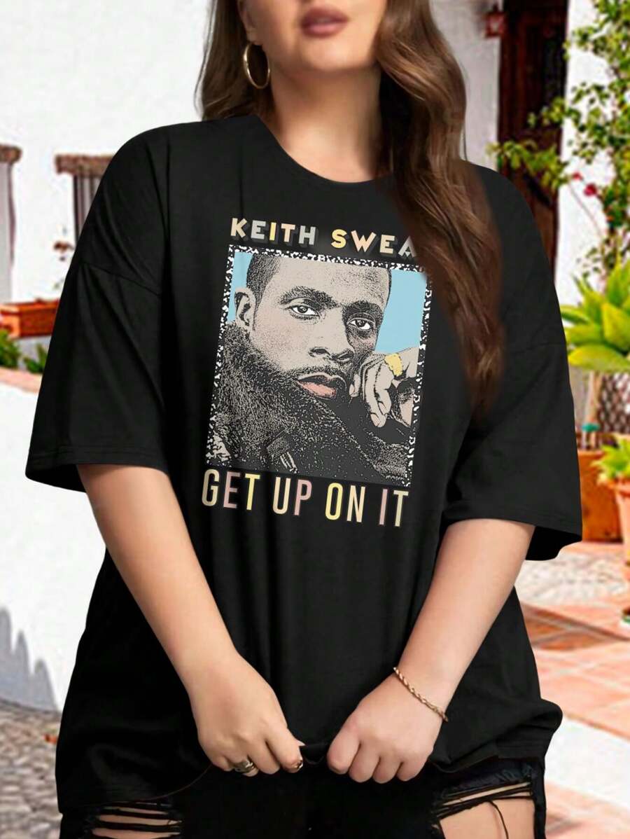 Keith Sweat Retro Fan Art Design Oversize Women T-Shirt Acid Washed Jeans Black Pride Bobby Brown Hard Or Smooth New Edition - Black - View 1