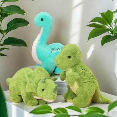Pupazzo decorativo in peluche a forma di dinosauro, modelli di Tyrannosaurus Rex, Stegosauro e Triceratopo, giocattolo da compagnia per bambini, decorazione soffice per casa e divano, regalo colorato per amici e compleanno, (Nota: Leggere differenza di colore dovuta alla produzione a lotti del tessuto, l'oggetto reale è simile all'immagine pubblicitaria)