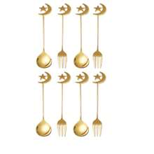 1/4/6/8pcs 304 Stainless Steel Crescent Moon & Star Dessert Spoons - Silver/Gold Cutlery, Tableware Set For Coffee, Holiday Gift