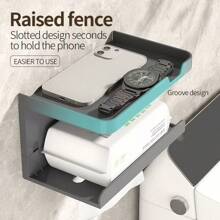 Wall-Mounted Tissue Box Holder With Toilet Paper Roll Or Facial Tissue Dispenser, No Drilling Bathroom Storage Organizer For Home, Toilet, And Bathroom - Multicolor - View 3