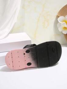 Women's Wedge Thick Sole Sport Sandals, Ombre Pearl Decor, Fashionable & Versatile, Elegant Streetwear, Black Summer Beach Shoes - Black - View 9