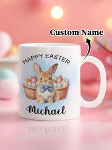 1 szt. 11 oz. spersonalizowane kubki wielkanocne, kubki do kawy ze spersonalizowanymi imionami i królikiem - spersonalizowane kubki. Mogą być używane jako prezenty, wyjątkowe prezenty dla członków rodziny