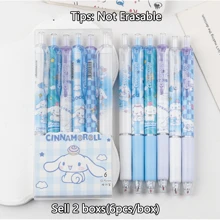 Sanrio Sanrio 6pcs/12pcs Hello Kitty & Kuromi & Melody & Cinnamoroll & Pochacco Erasable/Not Erasable Gel Cute Pens With Cute Moyi Design, The Erasable Pen Is Blue Ink, And The Non-Erasable Pen Is Black Ink,Retractable,Officesupplies,0.5mm Erasable Gel Pens, Good At Writing Quick-Drying, Press The Pen Neutral Pen