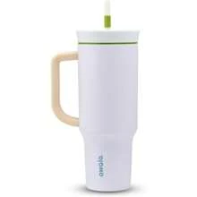 Termo  Tumbler con Popote 40 oz (1.18 L), acero inoxidable para gimnasio, oficina, casa, sin BPA, mantiene bebida fría (Smell The Roses (Rosa Oscuro y Brilloso)) - (Lost In Space (Blanco Brillante)) - Ver 7