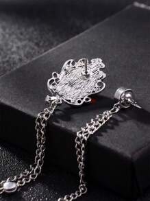 1pc Men's Suit Brooch With Tassel, Rhinestone Lapel Pin, Nightclub Accessories - Multicolor - View 6