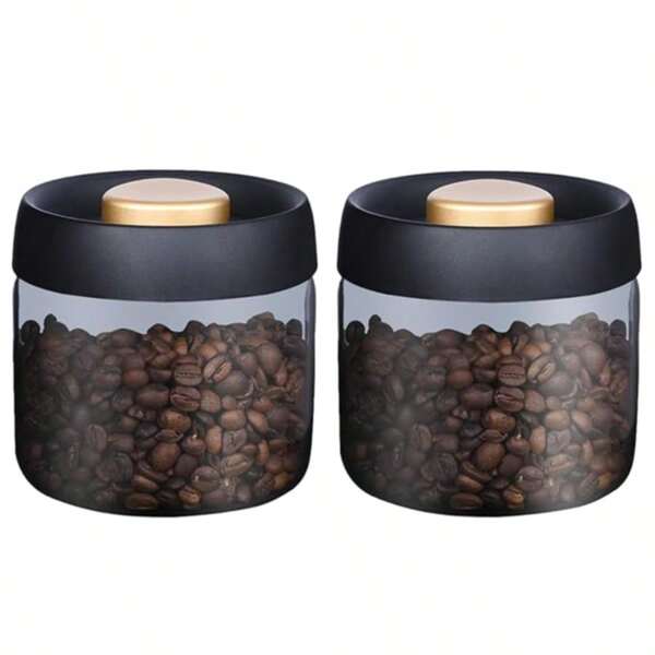 1PC Coffee Bean Storage Container, Vacuum Glass Jar With Airtight Lid,Borosilicate Glass Coffee Canister Container For Coffee Beans & Grounds,Loose Leaf Tea,Candy,Sugar,Nuts,Spices Vacuum Glass Coffee Storage Jar, Borosilicate Glass Coffee Canister, Sealed Container Canister, With ABS Lid, For Coffee, Spices, Biscuits