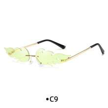 1 件女士火焰设计时尚羽毛金属框架时尚眼镜，适合派对、节日、休闲礼物，适合夏季海滩度假、户外、旅行的时尚眼镜