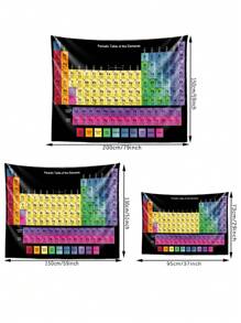 1pc Periodic Table Science Tapestry Poster And Real Elements - Black Chemical Periodic Table Poster Classroom Bedroom Dormitory Decoration - Periodic Table Mural - Periodic Table Poster - Classroom Decoration - Black - View 2