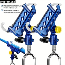 2pcs Auto-Deploy Fishing Rod Holder - High Sensitivity With 360° Adjustable One-Touch Lock, Ideal For Hands-Free Ground Fishing, Stainless Steel Construction, Angler's Companion - Blue - View 4