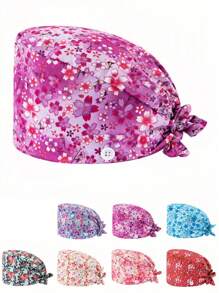 1pc Women's Ditsy Floral Nurse Cap, Anti-Bacterial & Anti-Dust, Suitable For Hospital Nurses, Beauty Professionals, Or Housekeeping/Cleaning Workers - Multicolor - View 10