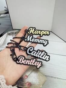 1 chaveiro de acrílico personalizado faça você mesmo, chaveiro personalizado com nome em inglês de camada dupla, chaveiro de acrílico personalizado com nome, pingente de letra personalizado para bolsas, presente para mulheres - Chaveiro preto - Ver 9