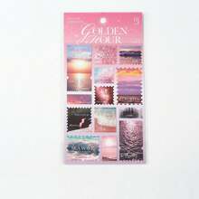 1pc Dreamy Photography Stamp Decor Stickers For Scrapbooking, Exquisite Stamp-Shaped Glitter Die-Cut Stickers Craft Supplies - Multicolor - View 9