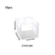 10pcs Clear Plastic Cake Boxes, 3/4 Inch Handheld Party Packaging, PET Material, Locking Style, Suitable For Cakes, Chocolates, Donuts, Pastries, Square Shape, Suitable For Christmas, Halloween, Easter, Thanksgiving
