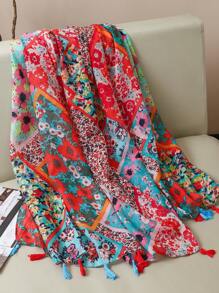 1 pezzo Accessorio da spiaggia, sciarpa morbida ed elegante da donna con stampa colorata, scialle lungo versatile, coprispalle da spiaggia, fascia di moda, adatto per tutte le stagioni e per vestiti