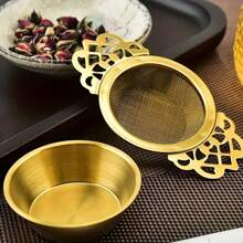 2pcs/Set Stainless Steel Tea Infuser With Drip Tray, Loose Leaf Tea Strainer, Tea Filter Bowl, Fine Mesh Tea Infuser, Suitable For Loose Tea, Ideal For Restaurant, Office, Home And Dorm, Convenient And Clean - Multicolor - View 3