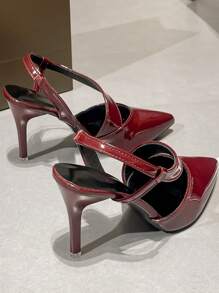 Pointed Toe Backless High Heel Shoes, New Spring Fashion Slim Stiletto Women Pumps, Suitable For Work And Commute - Burgundy - View 6