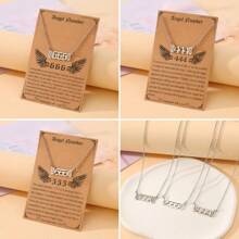 Goodwaro 1 件不锈钢天使数字 111 至 999 女士祝福项链，18K 镀金创意天使翅膀吊坠锁骨链，适合作为节日礼物