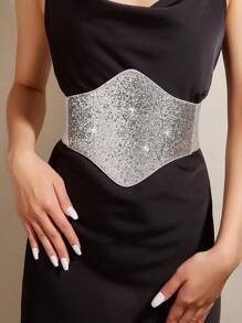 1 chiếc Corset thắt lưng co giãn trang trí tiệc tùng thanh lịch dành cho nữ, thích hợp cho lễ Halloween - Bạc - Xem 1