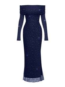 Vestido casual largo con hombros descubiertos para mujer, diseño cómodo para actividades al aire libre y para el transporte