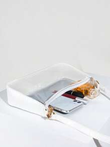 Women's Fashionable Transparent PVC Armpit Bag/Shoulder Bag For Daily Commuting - White - View 2